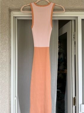 Petal & Pup Peach and Light Pink Ribbed Maxi Dress